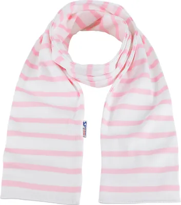 Produktbild von modAS Uni Bretonischer Schal mit Streifen und uni verschieden Farben - Herrenschal Damenschal Kinderschal 13x120 cm in Weiß-Rosa