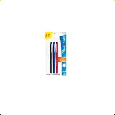 Image de Paper Mate Flair - Coffret de 3 stylos - Pointe effilée - Assortiment de couleurs