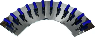 Produktbild von 12er-Set Zahnkellen 6mm mit Softgriff rostfrei 280x130mm Zahnspachtel Glättekelle