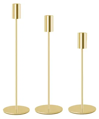 3er-Set Kerzenhalter, Gold, 22,5–32,5 cm, Edelstahl