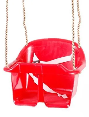 Immagine prodotto di Altalena per bambini - Rosso - Seduta in plastica - Con corde regolabili - Resistente alle intemperie