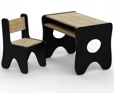 Image de ensemble de meubles noirs pour enfants bureau et chaise, table pour dessiner et jouer, meubles pour enfants pour dessiner
