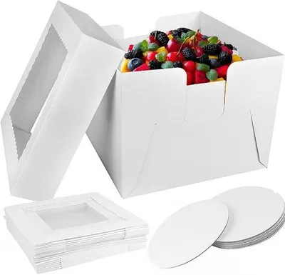 Produktbild von Kartonnen Tortenbehälter mit Glasfenster - Set aus 10 Stücken
