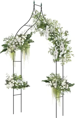 Produktbild von Famanu Gartenbogen in gotischer Stil für Kletterpflanzen und Dekoration - 125x39x287 cm