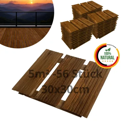 Obrázok produktu pre Floranica drevená terasová dlaždica 56 ks 5 m² 30x30 cm hnedá terasové dlaždice balkón drevené stupačk
