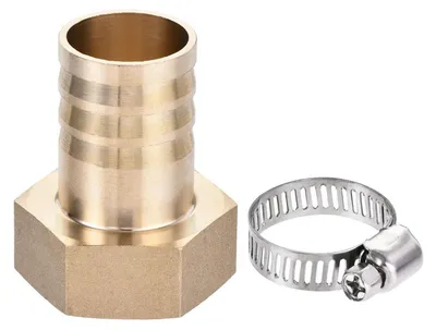 Productafbeelding van Slangaansluiting, messing, 25 mm slang x G1 (binnendraad) met slangklem