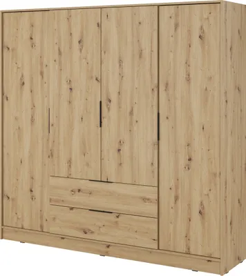 Produktbild von Masseno Drehtürenschrank CATERINA 206 cm Kleiderschrank Schlafzimmer Schrank 4-türig Eiche Artisan