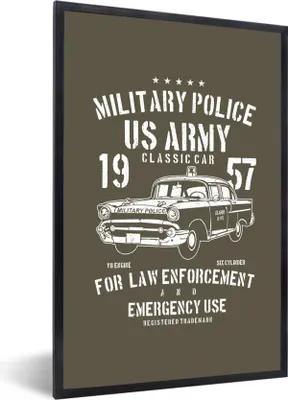 Produktbild von MuchoWow® MuchoWow® Gerahmtes Poster Mancave - Polizei - Auto - Braun - Vintage 40x60 cm - Poster mit zchwarzem Bilderrahmen - Papierdruck - Wandbilder