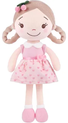 Productafbeelding van Pluche baby pop, 30 cm, met kersenprint, machinewasbaar, voor meisjes