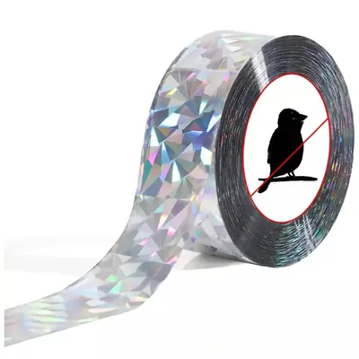 Produktbild von MIKONI Vogelabwehr Reflektierend Band | 50 Meter | 2.4 cm | SILBER | Taubenabwehr Vogelschutz Vogelschreck
