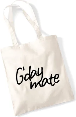 Produktbild von Huuraa Jutebeutel G`day mate Spruch 10 Liter Natural Baumwolle Tasche Geschenkidee
