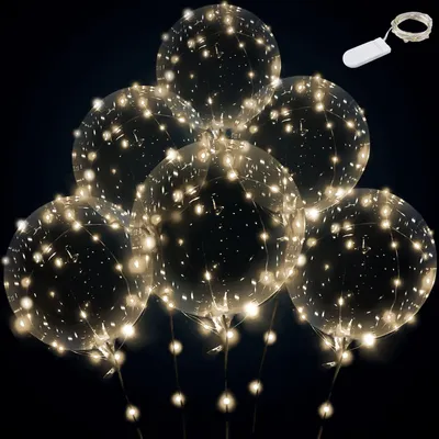 LED-Ballons warmweiß, 12 Sets mit Batterie, leuchtende Party-Deko