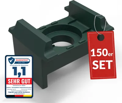 Produktbild von Qualinos Zaunhalter mit Haltenasen für 40 mm Pfosten Grün 6005 (150 Stück) – Stabmattenzaun Zubehör zur Doppelstabmattenzaun Befestigung