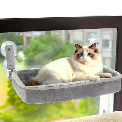 Produktbild von Katzen-Hängematte Katzenfensterliege Katzen hängematte mit Saugnäpfen Fenster Katzenbett 30*52*10cm, mit 4 stabilen Saugnäpfen. tragkraft bis 18 kg