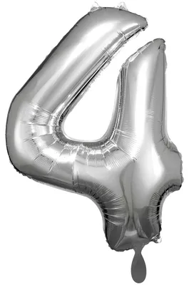 Immagine prodotto di Palloncino in foil numero 4 argento - 86 cm