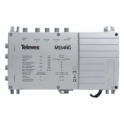 Produktbild von Televes MS54NG - Kabel-Splitter-/Verbinder - 950 - 2300 MHz - Grau - 1200 mA - 180 - 264 V - 1 Stück(e) - 204 mm