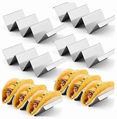 Zdjęcie produktu dla Zestaw 6 sztuk uchwytów do tacos ze stali nierdzewnej, idealnych do pieczenia i grillowania