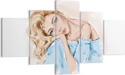 Produktbild von Bild auf Leinwand - Leinwandbild - 5 Teile - Nachdenklich Frau Blond - 125x70cm - Wand Bild - Wanddeko - Wandbilder - Leinwanddruck - Bilder - Wanddekoration - Leinwand bilder - EA125x70-5083