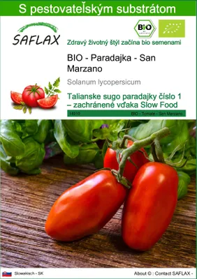 Produktbild von SAFLAX - BIO - Paradajka - San Marzano - Solanum lycopersicum - 15 Semená - S pestovateľským substrátom bez klíčkov