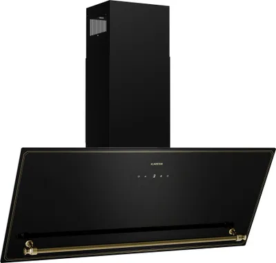 Produktbild von Klarstein Victoria Dunstabzugshaube - 90 cm Abzugshaube, 400 m³/h Luftstrom, A++ , Touch-Bedienfeld, LED-Beleuchtung, Schwarz/Gold, Abluft & Umluft, Leise 52 dB