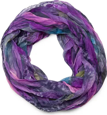 Produktbild von styleBREAKER Damen Loopschal Feder Muster Batik Style | leichter Schlauchschal mit Crash Crinkle Optik | weiches Halstuch für Frühling und Sommer