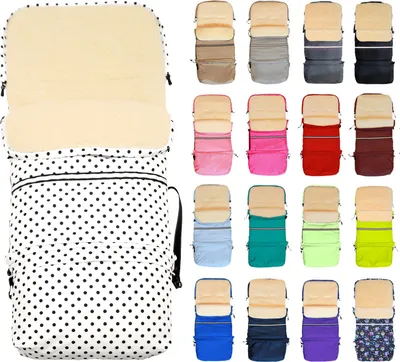 Produktbild von Baby-Joy Fußsack FINN XXL -110cm- Kinderwagen Winterfußsack Thermofußsack Buggy Winter Universal Winterfußsack für Kinderwagen und Buggy - Farbe: 54 Weiss-Schwarz Punkte