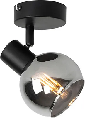 Produktbild von Smart Deckenstrahler Schwarz mit Rauchglas inkl  Wifi P45 Vidro