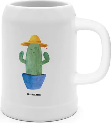 Produktbild von Mr. & Mrs. Panda Krug Kaktus Hut - Weiß - Geschenk, Motivation, Humpen, Reisen, Kakteen, Bier Seidel, Geschenkidee, Spruch, Steinkrug, Städtetrip, Keramikkrug
