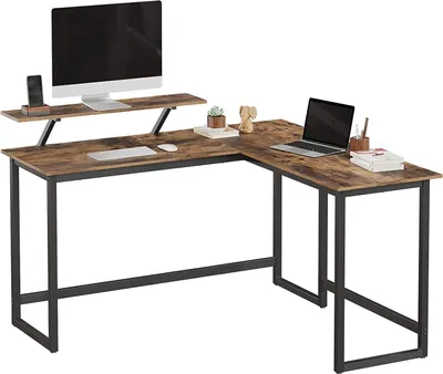 Zdjęcie produktu dla Biurko narożne brąz z półką na monitor