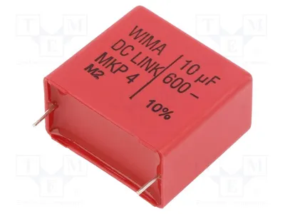 Obrázok produktu pre 1x Kondenzátor: ESR: 11 mΩ, 600 V, 10 µF, priemerové prevedenie (THT), tolerancia 10%, 19 V/µs, typ DCP4I051006GD2KSSD