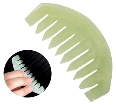 Produktbild von Jade Kamm, Gua Sha Massagewerkzeug aus Jade, Tiefengewebemassagegerät zur Körperentspannung