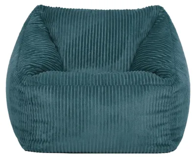 Image de Fauteuil-pouf pour enfant en velours, de couleur bleu turquoise