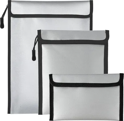 Produktbild von Feuerfeste, wasserdichte Dokumententasche, 3er-Pack, sichere, verbesserte Reissverschlusstaschen, Akten, Karten, Reisepaesse, Aufbewahrungstasche fuer Wertsachen, fuer Zuhause, Buero und Reisen šC Silber