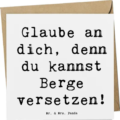 Produktbild von Mr. & Mrs. Panda Grußkarte Spruch Selbstvertrauen stärken - Weiß - Geschenk, Zuversicht, doppelkarte, positivity, Mutmacher, anlasskarte, Vertrauem, Trost, faltkarte