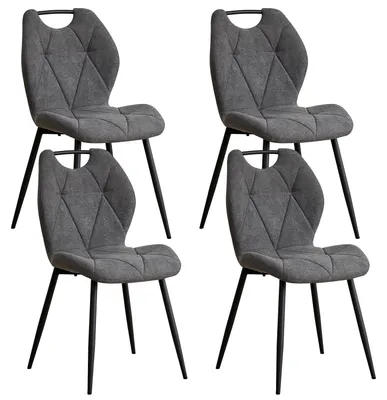Immagine prodotto di Sedia da pranzo, imbottitura in tessuto morbido, stile moderno minimalista, set di 4 pezzi, colore grigio