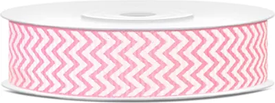 Produktbild von Bedrucktes Ripsband, Weiß / Rosa, 18mm/10m