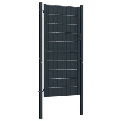 Image de vidaXL Portail de clôture en PVC et acier 100x124 cm Anthracite
