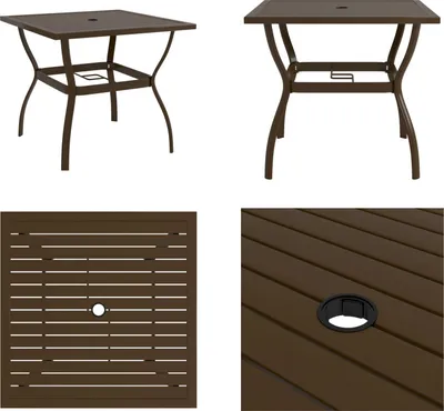 Image de vidaXL Table de jardin Marron 81,5x81,5x72 cm Acier - Table de jardin - Tables - Tables