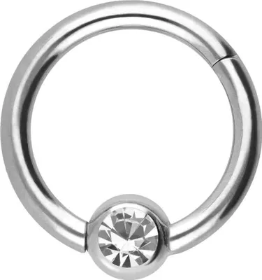 Produktbild von Ohrpiercing, Nasenpiercing, Septum Piercing Titan Segmentring Clicker KRISTALL  Silber Innendurchmesser: 9mm + Stabstärke: 1,6mm