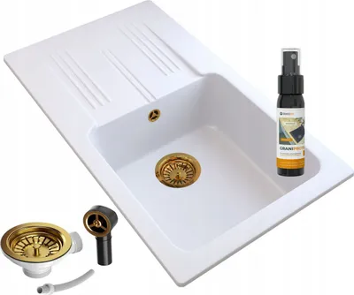 Immagine prodotto di Granitan | Lavello ADA - 77,5 x 43,5 cm - 14 kg - Sifone dorato - Prodotto impermeabilizzante