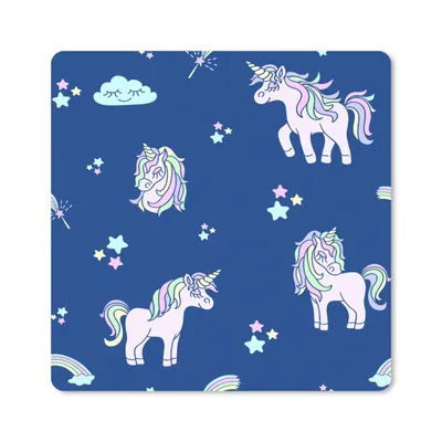 Produktbild von MuchoWow® Mauspad Mousepad Einhorn - Sterne - Muster 20x20 cm - Mousepads - Maus Mat - Pad - Mausunterlage - Desk Mat - Bureauartikeln
