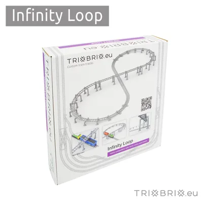 Produktbild von Trixbrix Endlosschleife mit Brücke, Hochbahn-Set – Schienen kompatibel mit LEGO® City Eisenbahn und Zug, Zubehör für Klemmbausteine