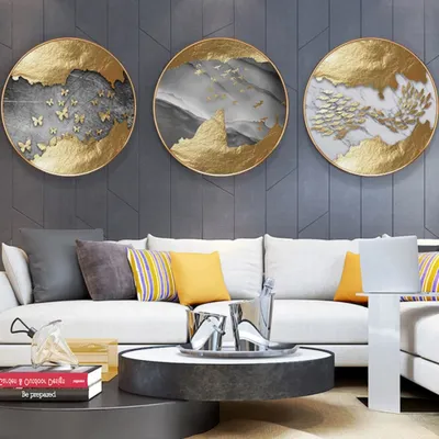 Produktbild von TPFLiving Kunstdruck LW-06 (OHNE RAHMEN) Poster - Leinwand - Wandbild - Hochauflösender Giclée-Druck, langlebig und hochwertig - Abstrakte Goldene Motive -  - Größe: 50x50cm