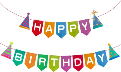 Produktbild von Oblique Unique Happy Birthday Girlande Wimpel Banner mit Partyhütchen 2,5m als Deko für Kinder Geburtstag Deko - bunt