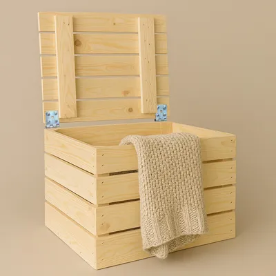 Produktbild von Holztruhe Natur mit Deckel  48 x 36 x 27cm