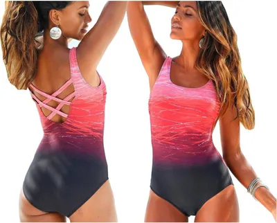 Immagine prodotto di Costume da bagno intero - per donna - costume da bagno snellente - monokini - con cut-out sulla schiena - toni rossi - taglia L 40