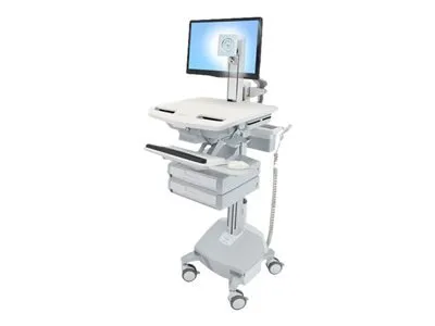 Immagine prodotto di Carrello Ergotron per display LCD/tastiera/mouse/CPU/notebook/scanner di codici a barre - medicale - alluminio, acciaio galvanizzato, plastica di alta qualità - grigio, bianco, alluminio lucido - dimensioni dello schermo: fino a 61 cm (fino a 24 pollici)