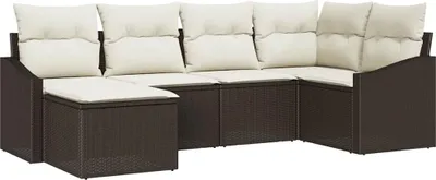 Immagine prodotto di vidaXL Set di divani con cuscini 6 pezzi in polirattan marrone