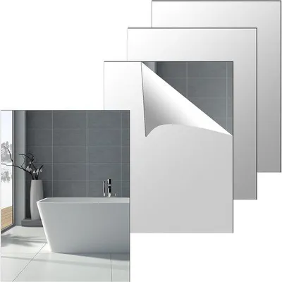 Produktbild von Famanu Plakspiegel Selbstklebend Schwarz 40x30cm - 4er Set