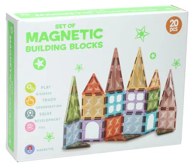 Productafbeelding van Magnetische bouwstenen, 5 vormen - 20 stuks.